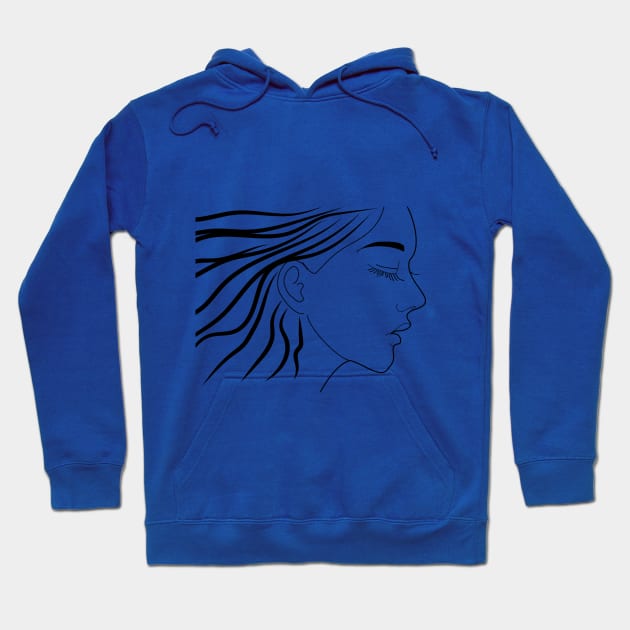 Side Profile of a beautiful long haired woman Hoodie by Artistic April